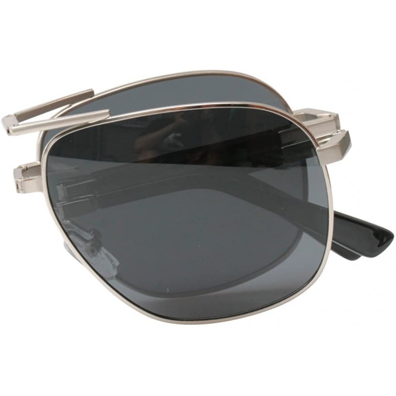 Sport Limited Edition Metal Alloy Frame Folding Compact Pocket Aviator Sunglasses - Silver - CO12EJZX4CJ $13.78