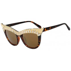 Cat Eye Rhinestone Steampunk Oversized Fashion Sunglasses Gothic Retro CatEye Eyewear Crystals Shades - CC1972GLQ95 $49.91