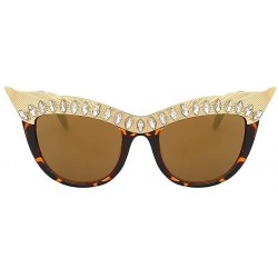Cat Eye Rhinestone Steampunk Oversized Fashion Sunglasses Gothic Retro CatEye Eyewear Crystals Shades - CC1972GLQ95 $23.80