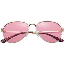 Aviator Polarized Small Aviator Sunglasses for Women Men Juniors - 55mm - 100% Protection - Gold/Clear Pink - CN193OUSLG4 $12.52