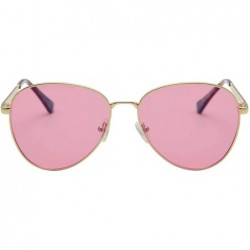 Aviator Polarized Small Aviator Sunglasses for Women Men Juniors - 55mm - 100% Protection - Gold/Clear Pink - CN193OUSLG4 $12.52