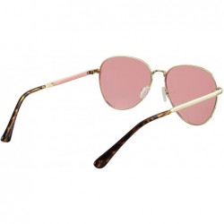 Aviator Polarized Small Aviator Sunglasses for Women Men Juniors - 55mm - 100% Protection - Gold/Clear Pink - CN193OUSLG4 $12.52