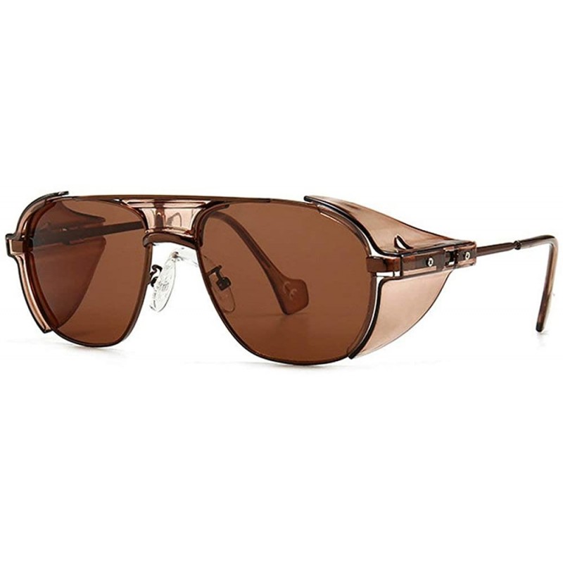 Square 2020 Fashion Punk Style Side Shield Sunglasses Men Cool Brand Design Sun Glasses UV400 - Brown - CA1947CS5D3 $14.48