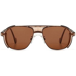 Square 2020 Fashion Punk Style Side Shield Sunglasses Men Cool Brand Design Sun Glasses UV400 - Brown - CA1947CS5D3 $14.48