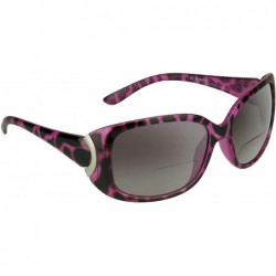 Oversized Women's Bifocal Reading Sunglasses Gradient Lens Black Brown Pink Cheetah Frames with Gold or Silver Accent - C418E...