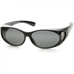 Sport Womens Oval Polarized Lens Cover Wrap Sunglasses with Side Lens (Black) - CI11EV5B5DD $27.53