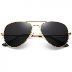 Aviator Sunglasses For Classic Aviator Unisex Polarized LK1743 - C7-gold/Gray - CD18DL26O37 $26.75