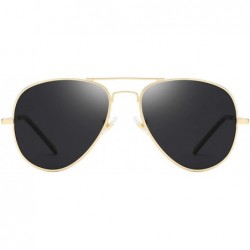Aviator Sunglasses For Classic Aviator Unisex Polarized LK1743 - C7-gold/Gray - CD18DL26O37 $16.05