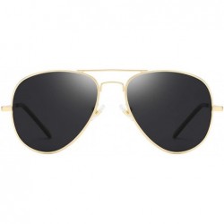 Aviator Sunglasses For Classic Aviator Unisex Polarized LK1743 - C7-gold/Gray - CD18DL26O37 $16.05