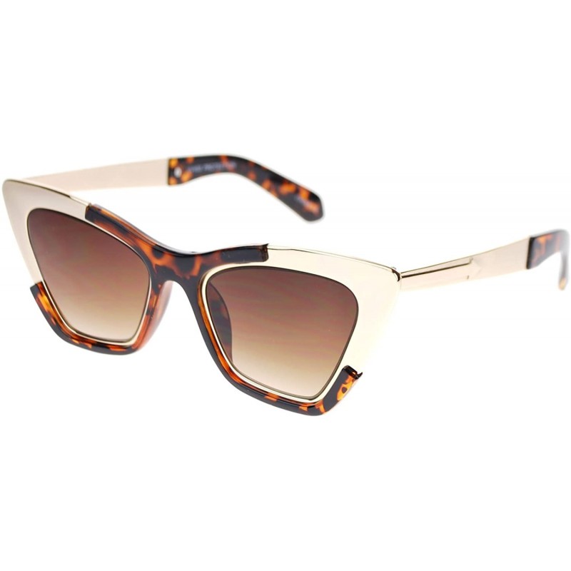 Cat Eye Womens Unique Runway Fashion Thick Metal Cat Eye Sunglasses - Gold Tortoise - CF11Q16XOZR $9.59