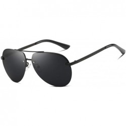 Oval Mens Aviator Sunglasses Polarized Alloy Frame for Driving Fishing Golf UV 400 Protection - Black Grey - CR18AYQXGW7 $29.29