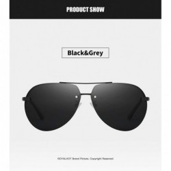 Oval Mens Aviator Sunglasses Polarized Alloy Frame for Driving Fishing Golf UV 400 Protection - Black Grey - CR18AYQXGW7 $16.74