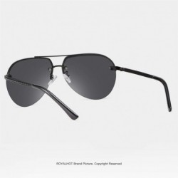 Oval Mens Aviator Sunglasses Polarized Alloy Frame for Driving Fishing Golf UV 400 Protection - Black Grey - CR18AYQXGW7 $16.74