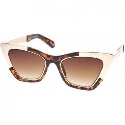 Cat Eye Womens Unique Runway Fashion Thick Metal Cat Eye Sunglasses - Gold Tortoise - CF11Q16XOZR $9.59
