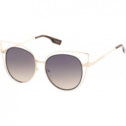 Cat Eye Oversize Metal Cutout Frame Arrow Accent Flat Lens Cat Eye Sunglasses 57mm - Gold-black / Lavender - CD12O3ULXX9 $10.74