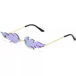 Oversized Sunglasses Unisex Flame Teen Girls Eyewear Novelty Rimless Small Face Glasses - Purple - C3198Q4K4DL $9.17