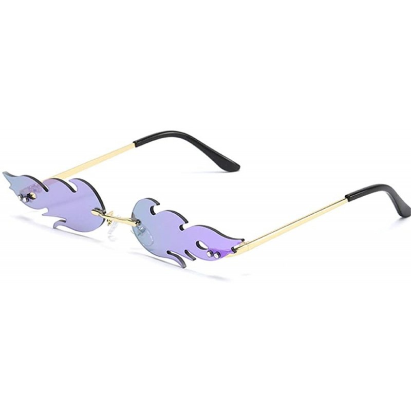 Oversized Sunglasses Unisex Flame Teen Girls Eyewear Novelty Rimless Small Face Glasses - Purple - C3198Q4K4DL $9.17