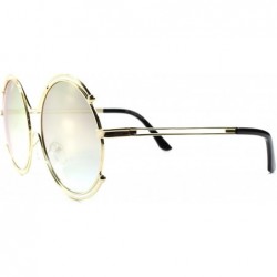 Oversized Upscale Mirror Lens Womens Designer Oversized Round Sunglasses - Gold - CM18929IX0I $13.64