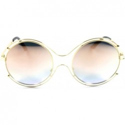 Oversized Upscale Mirror Lens Womens Designer Oversized Round Sunglasses - Gold - CM18929IX0I $13.64