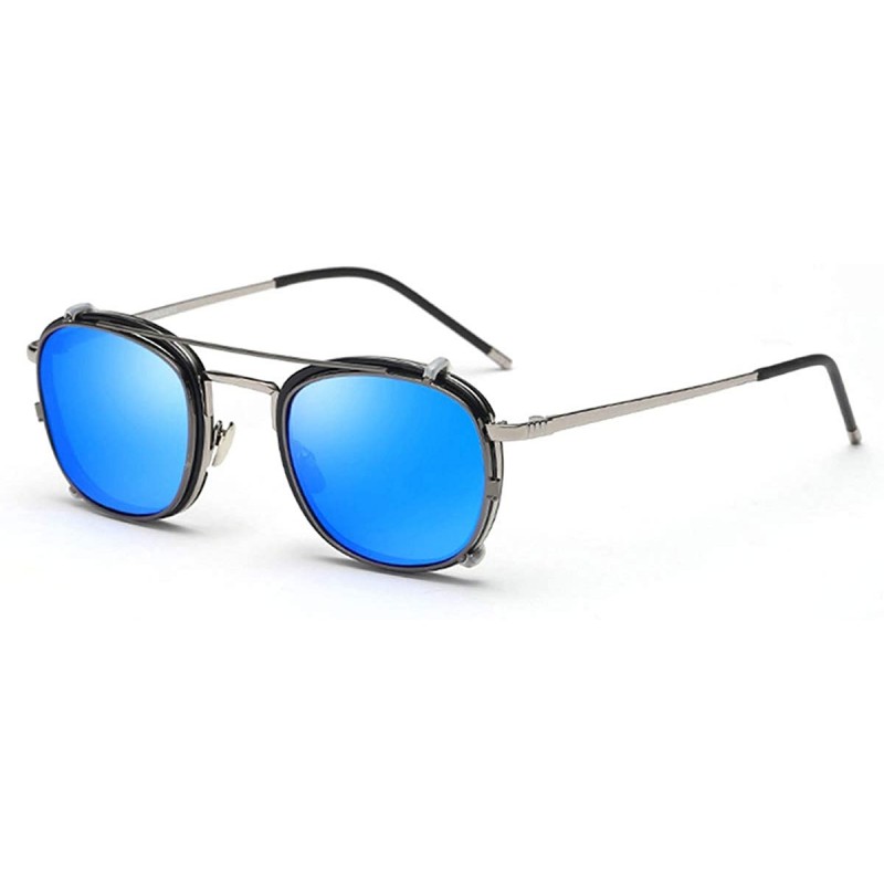 Square Polarized Square Steampunk Clip On Sunglasses Mirror Lens For Women Men Eyeglass Frames - CS18TTZWEI8 $8.20