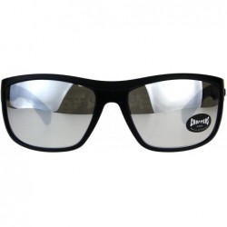 Wrap Mens Sunglasses Rectangular Wrap Matte Frame Silver Mirror Lens - Black/Blue - CZ18CUSH284 $8.52