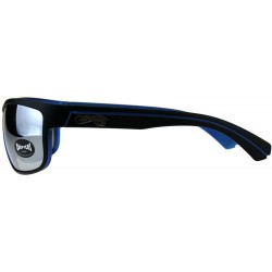 Wrap Mens Sunglasses Rectangular Wrap Matte Frame Silver Mirror Lens - Black/Blue - CZ18CUSH284 $8.52