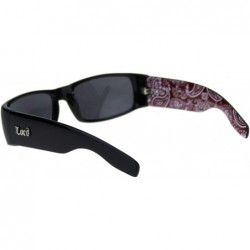 Rectangular Locs Gangster Bandana Print Arm Classic Rectangular Cholo Sunglasses - Red Bandana - C718R5Z4XAN $8.37
