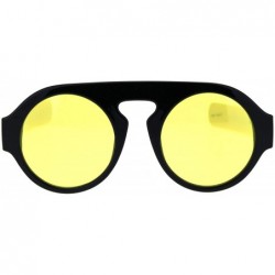 Round Mens Mod Thick Plastic Round Keyhole Hipster Sunglasses - Black Yellow - CM18QXZWA7H $15.19