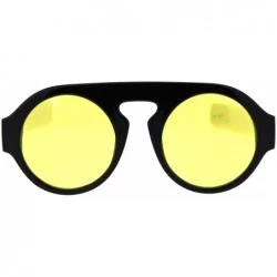 Round Mens Mod Thick Plastic Round Keyhole Hipster Sunglasses - Black Yellow - CM18QXZWA7H $22.47