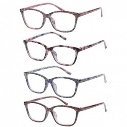 Square Anti-Blue Blocker Light Reading Glasses 4 Pack Quality Fashion Colorful Readers - 4 Pairs Anti-blue Eyeglasses - CE18Z...