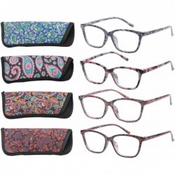 Square Anti-Blue Blocker Light Reading Glasses 4 Pack Quality Fashion Colorful Readers - 4 Pairs Anti-blue Eyeglasses - CE18Z...