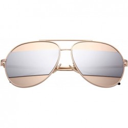 Oversized Fashion Metal Frame Flat Mirrored Lens Men Women Aviator Sunglasses 0723 - Gold Frame Silver Lenses - CV17AZIRIE2 $...