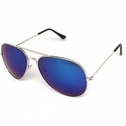 Aviator Aviator Metal Frame Sunglasses Classic Style - Silver Frame- Blue Revo - CF18DUEQ6UE $17.82