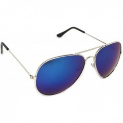 Aviator Aviator Metal Frame Sunglasses Classic Style - Silver Frame- Blue Revo - CF18DUEQ6UE $7.81