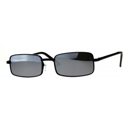 Rectangular Perfect Rectangular Sunglasses Unisex Fashion Metal Frame Mirror Lens UV 400 - Black (Silver Mirror) - CC18EHL9YH...