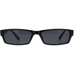 Oval Mens Hippie Pimp Color Lens Narrow Rectangular Black Frame Sunglasses - Black - CZ18IIMKT7T $18.47