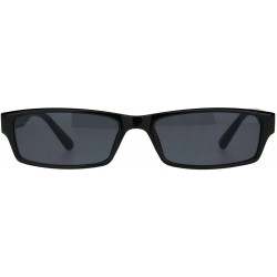 Oval Mens Hippie Pimp Color Lens Narrow Rectangular Black Frame Sunglasses - Black - CZ18IIMKT7T $8.26