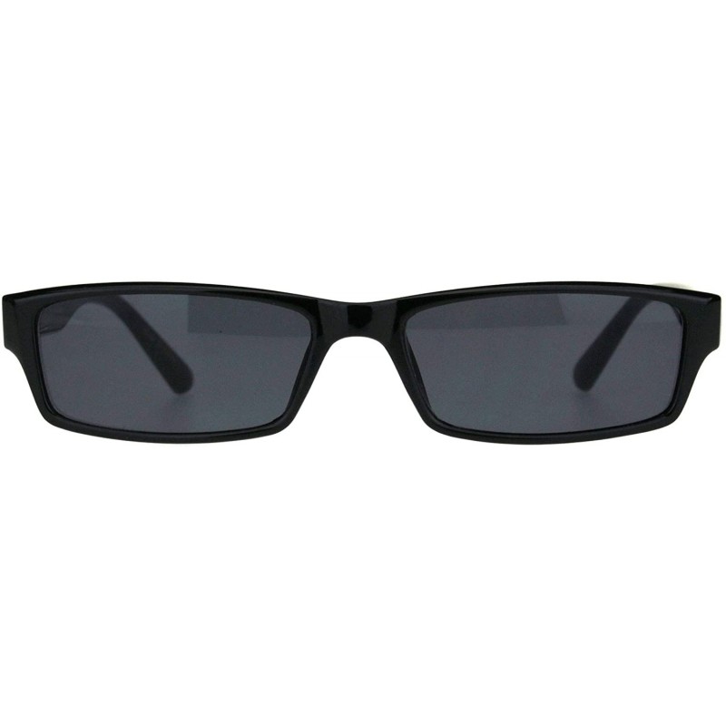 Oval Mens Hippie Pimp Color Lens Narrow Rectangular Black Frame Sunglasses - Black - CZ18IIMKT7T $8.26