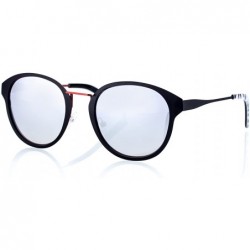 Round Linno Vintage Round Sunglasses for Women 100% UV Protection - Matte Black With Gradient Blue Lens - CZ190WK6R7X $13.40