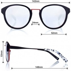 Round Linno Vintage Round Sunglasses for Women 100% UV Protection - Matte Black With Gradient Blue Lens - CZ190WK6R7X $13.40