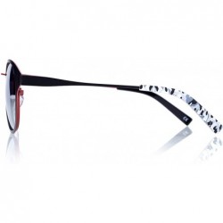 Round Linno Vintage Round Sunglasses for Women 100% UV Protection - Matte Black With Gradient Blue Lens - CZ190WK6R7X $13.40
