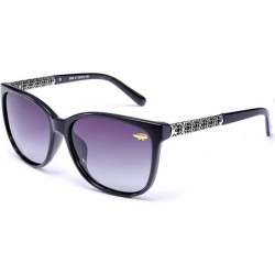 Cat Eye New Cat Eye polaroid Sunglasses Women White Frame Gradient Sun Glasses - Matte Black - CP18W3NC3AU $14.58