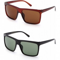 Wayfarer Mens Plastic Fashion Sunglasses - 2 Pack- Brown- Black/Green - CI11QE8KLHB $13.14