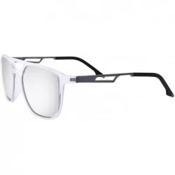Aviator Ultra Lightweight Polarized Sunglasses For Men&Women Aluminum Metal TR90 Combined Frame - Clear - CW18WES8MMT $34.37