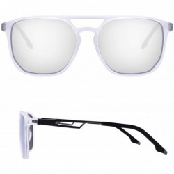Aviator Ultra Lightweight Polarized Sunglasses For Men&Women Aluminum Metal TR90 Combined Frame - Clear - CW18WES8MMT $20.72