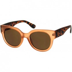 Rectangular Womens Thick Plastic Round Boyfriend Horn Rim Sunglasses - Orange Tortoise Brown - C618RY3RNE7 $11.77