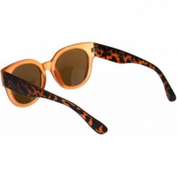 Rectangular Womens Thick Plastic Round Boyfriend Horn Rim Sunglasses - Orange Tortoise Brown - C618RY3RNE7 $11.77