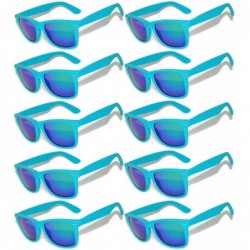 Wayfarer Retro Vintage Mirrored Lens Sunglasses Matte Frame 10 Pack in Multiple Colors - 10_pairs_turquoise_matte - C1127GO1M...