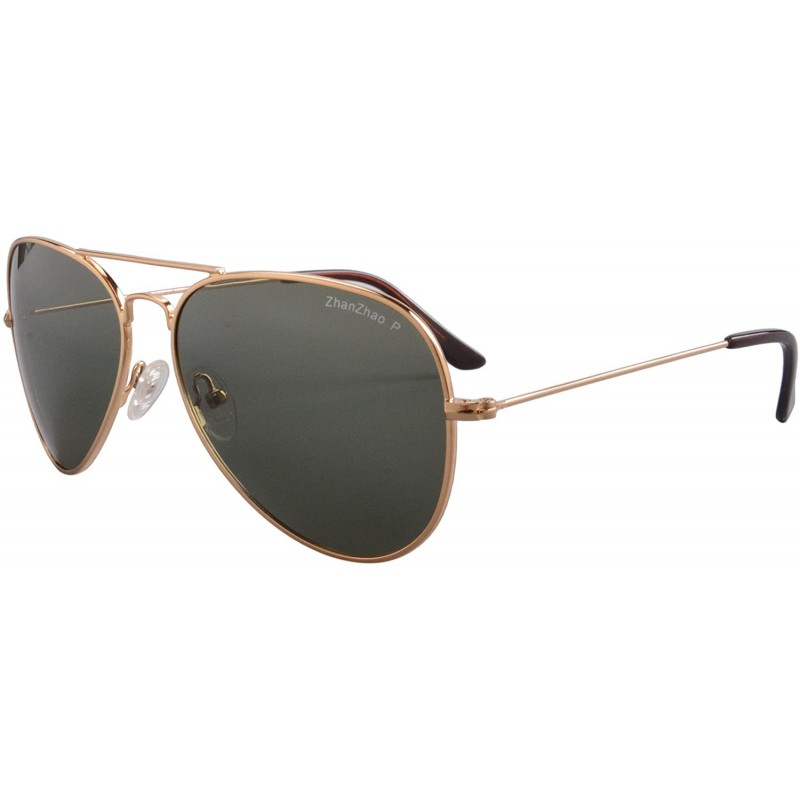 Aviator Polarized Metal Sunglasses Classic UV400 Sun Glasses - Z3001 - C6 Gold/G15 Lens - CF189O45W7M $14.16