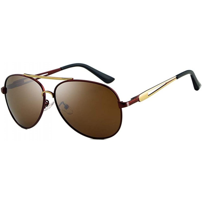 Oversized Fashion Retro Biker Fishing Oversized Polarized Sunglasses for Men 612 - Brown - CC18ZUL95NC $18.35